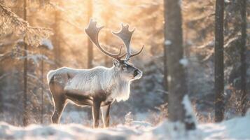 en ren med massiv horn. generativ ai foto