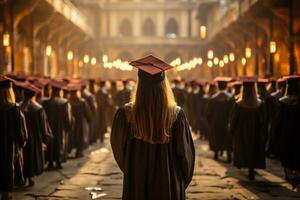 examen studenter bak- se bland universitet examinerade ai genererad foto