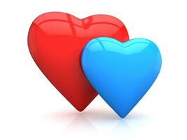 röd och blå hjärta foto