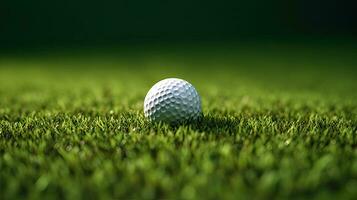 golf klubb och boll i gräs. låt oss golf. generativ ai foto
