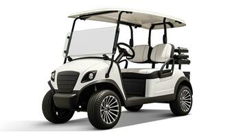 en golf bil, golf bil på isolerat på vit bakgrund. generativ ai foto
