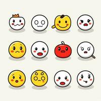uppsättning av tecknad serie ansikten uttryck, ansikte emojis, klistermärken, uttryckssymboler, tecknad serie rolig maskot tecken ansikte uppsättning, generativ ai illustration foto