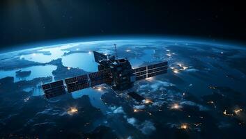 satellit kretsande de planet jord foto