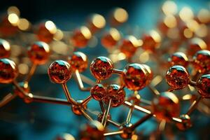 3d illustration av en molekyl modell, formning en övertygande vetenskap bakgrund ai genererad foto