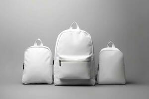 eleganta läder ryggsäck på vit bakgrund. generativ ai foto