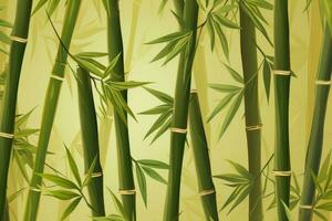 bakgrund av bambu stjälkar porträtterar en fredlig skog. generera ai foto