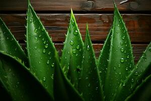 trä- bakgrund färsk aloe väsen ai genererad foto