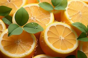 sommar vibrafon citrus- frukt på pastell gul, en minimalistisk arrangemang ai genererad foto