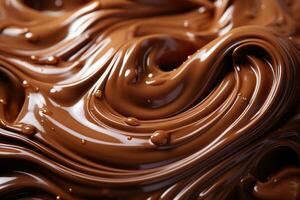 choklad älskande dröm närbild av en fascinerande smält choklad virvla runt ai genererad foto