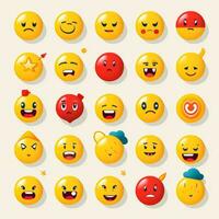 uppsättning av tecknad serie ansikten uttryck, ansikte emojis, klistermärken, uttryckssymboler, tecknad serie rolig maskot tecken ansikte uppsättning, generativ ai illustration foto