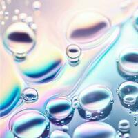vektor kosmetisk väsen, flytande bubbla, molekyl antioxidant av flytande bubbla på vatten 3d bakgrund. foto