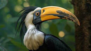 en bra näshornsfågel, också känd som de bra indisk hornbill eller bra pied näshornsfågel, är ett av de större medlemmar av de hornbill familj. generativ ai foto