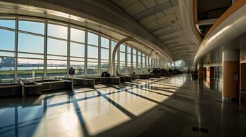 flygplats terminal, modern flygplats terminal. generativ ai foto