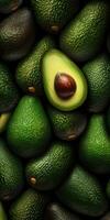 stänga upavocado med vatten droppar på Det, generativ ai foto