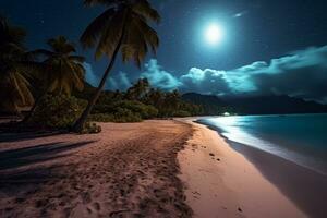 mörk tropisk strandlandskap generativ ai foto