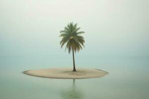 handflatan träd med naturskön marinmålning bakgrund generativ ai foto