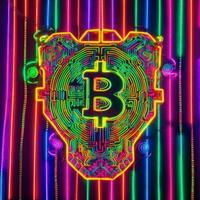 neon bitcoin bakgrund generativ ai foto