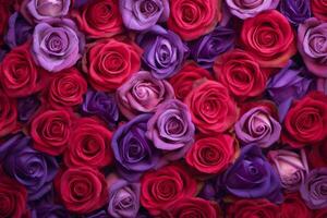 lila och röd ro textur bakgrund generativ ai foto