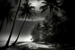 desaturated mörk tropisk strandlandskap generativ ai foto