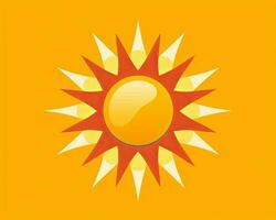 en gul Sol ikon på ett orange bakgrund generativ ai foto