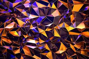 abstrakt 3d polygonal bakgrund med orange och blå trianglar generativ ai foto
