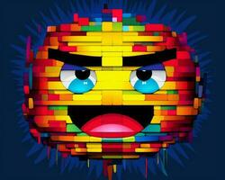 ett arg ansikte tillverkad ut av LEGO tegelstenar generativ ai foto