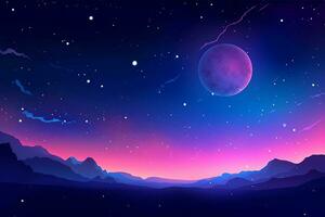 kosmisk lutning galax horisont pittoresk starry planet universum grafisk illustration generativ ai foto