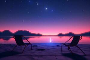 3d framställa av en glittrande midnatt sommar bakgrund generativ ai foto