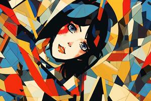 anime tema retro remixat abstrakt hybrid bakgrund design generativ ai foto