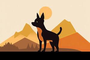 chihuahua hund grafisk illustration isolerat på en svartvit bakgrund generativ ai foto