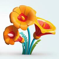 färgrik vibrerande hand dragen strålnings unik blommor grafisk illustration konst generativ ai foto