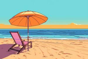 färgade teckning av en sommar strand generativ ai foto