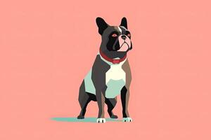 franska bulldogg grafisk illustration isolerat på en svartvit bakgrund generativ ai foto