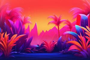 lysande tropisk tema 3d abstrakt bakgrund generativ ai foto