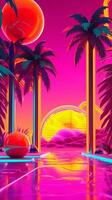 neon tropisk synthwave tema 3d abstrakt bakgrund generativ ai foto