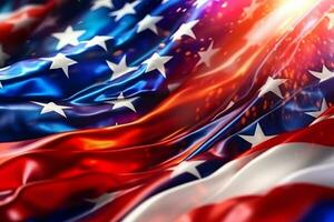 patriotisk amerikan flagga abstrakt bakgrund generativ ai foto