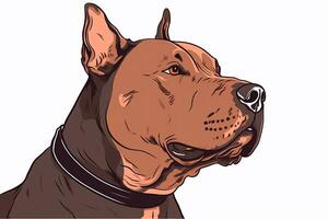 pitbull hund grafisk illustration på en svartvit bakgrund generativ ai foto