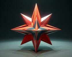 en 3d tolkning av en röd stjärna på en mörk bakgrund generativ ai foto