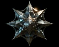 en 3d tolkning av en metall stjärna generativ ai foto