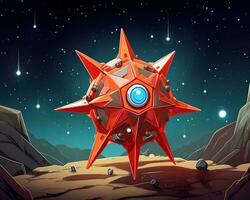 ett illustration av en röd stjärna med en blå öga generativ ai foto