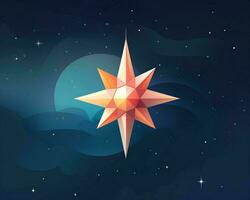 ett illustration av en stjärna i de natt himmel generativ ai foto