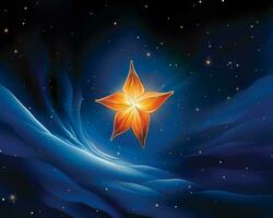 ett illustration av en stjärna i de natt himmel generativ ai foto