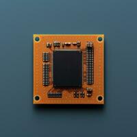 ett bild av en cpu chip på en blå bakgrund generativ ai foto