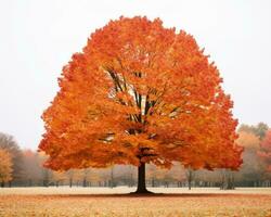 ett bild av ett orange träd i de mitten av en fält generativ ai foto