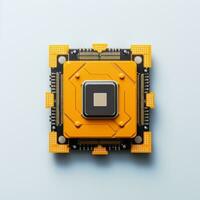 ett orange dator chip på en vit bakgrund generativ ai foto