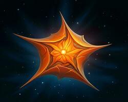ett orange stjärna i Plats med en stjärna i de bakgrund generativ ai foto