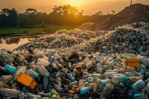 avfall plast flaskor , avfall förfogande webbplats ,generativ ai foto