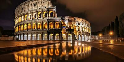 coliseum på natt. rom - Italien ,generativ ai foto