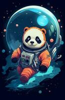 söt astronaut panda illustration konst foto