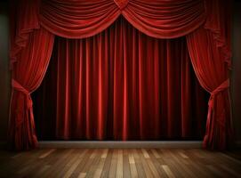 en röd gardiner i teater foto